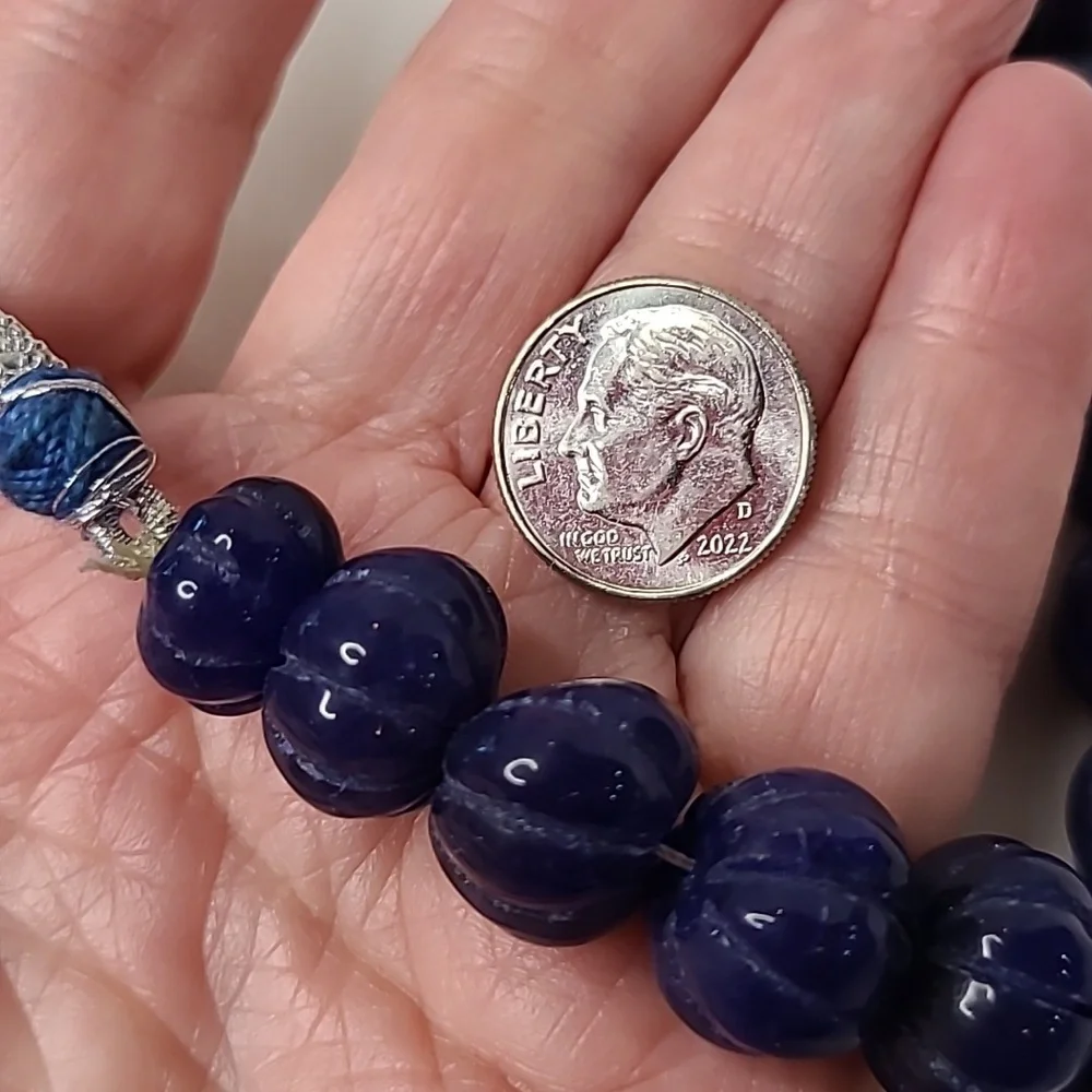 Sapphire Carved Bead Necklace